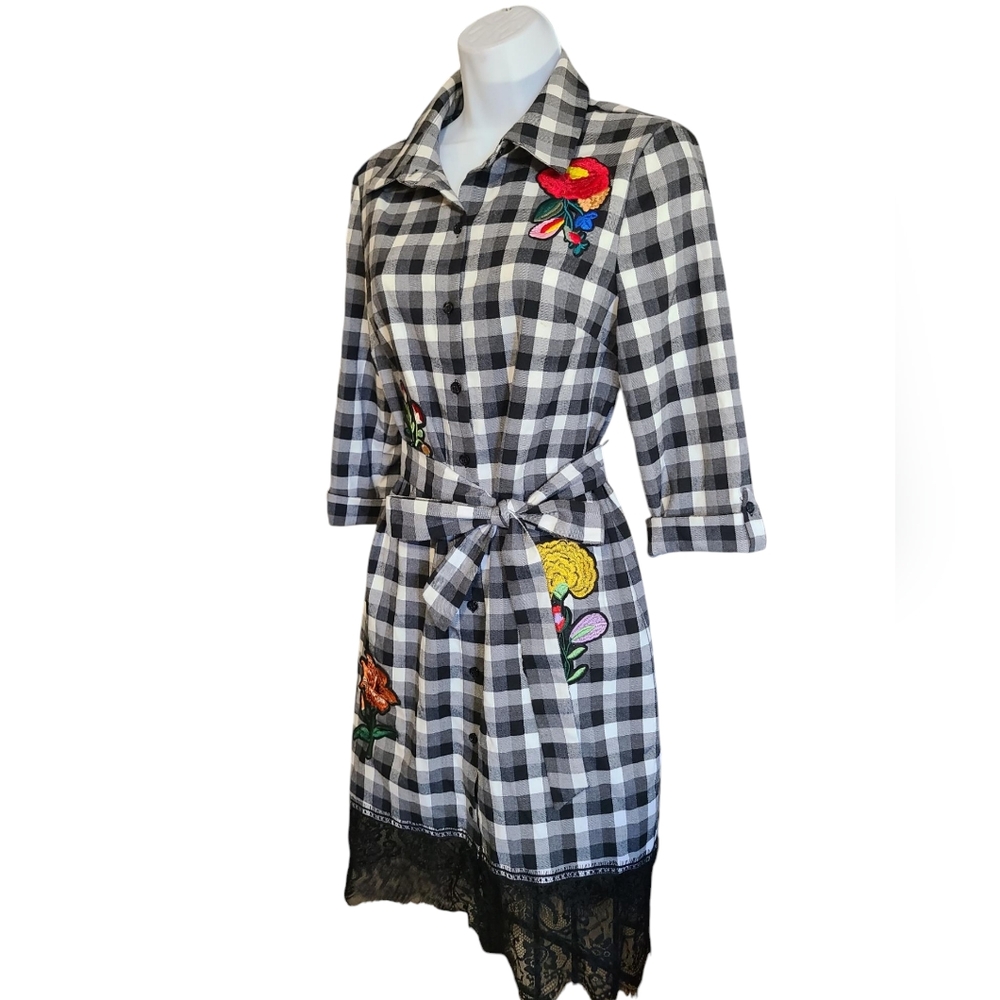 NICOLE MILLER checked flower dress 4